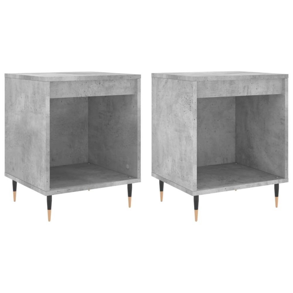vidaXL Κομοδίνα 2 τεμ. Γκρι Σκυροδέματος 40x35x50 εκ. Επεξεργ. Ξύλο
