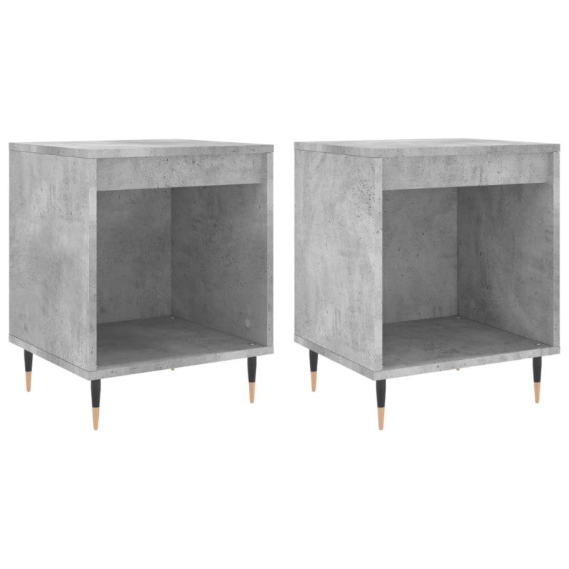 vidaXL Κομοδίνα 2 τεμ. Γκρι Σκυροδέματος 40x35x50 εκ. Επεξεργ. Ξύλο
