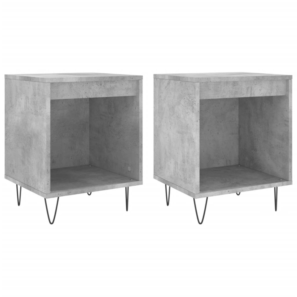 vidaXL Κομοδίνα 2 τεμ. Γκρι Σκυροδέματος 40x35x50 εκ. Επεξεργ. Ξύλο