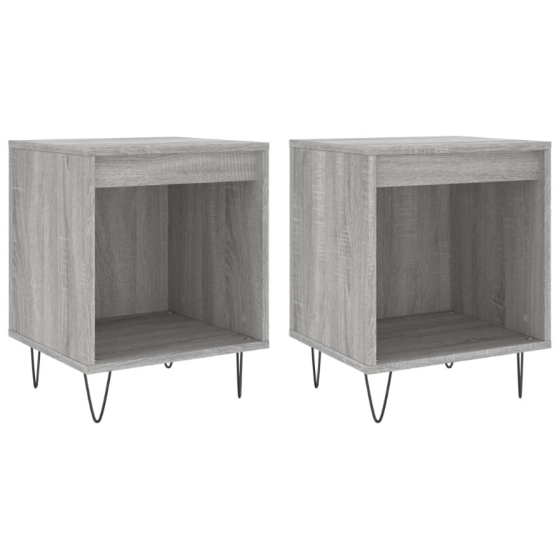 vidaXL Κομοδίνα 2 τεμ. Γκρι Sonoma 40 x 35 x 50 εκ. από Επεξεργ. Ξύλο