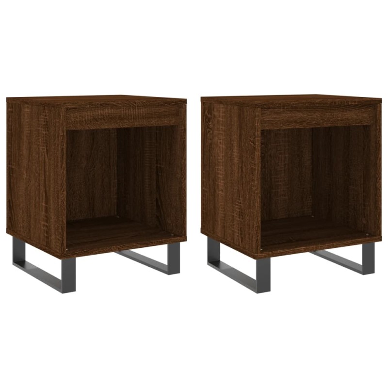 vidaXL Κομοδίνα 2 τεμ. Καφέ Δρυς 40 x 35 x 50 εκ. από Επεξεργ. Ξύλο