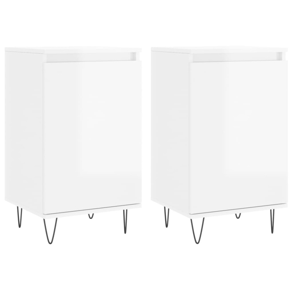 vidaXL Ντουλάπια 2 τεμ. Γυαλιστ. Λευκό 40x35x70 εκ. από Επεξεργ. Ξύλο