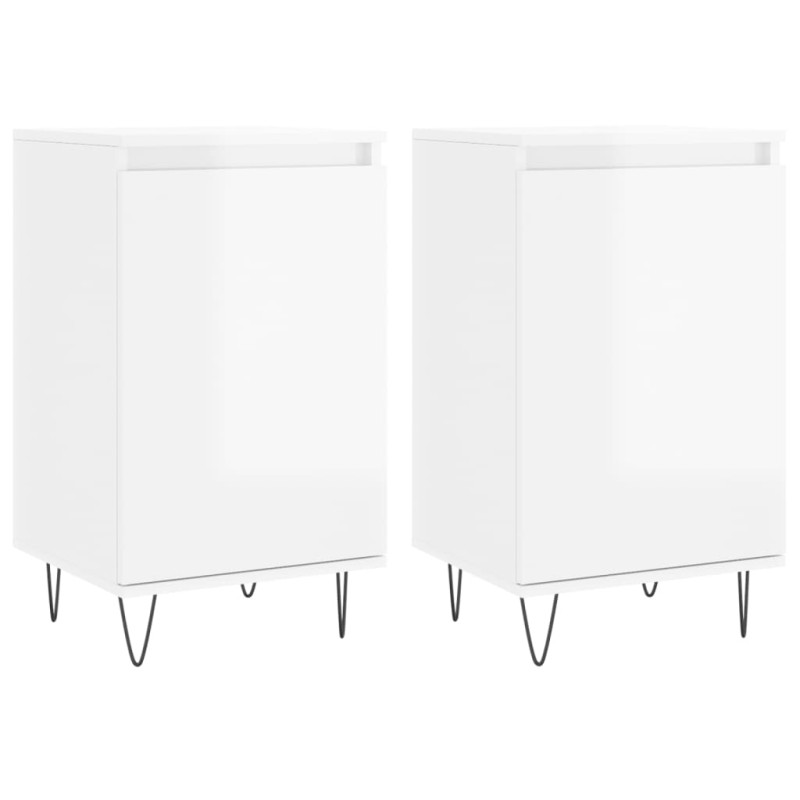 vidaXL Ντουλάπια 2 τεμ. Γυαλιστ. Λευκό 40x35x70 εκ. από Επεξεργ. Ξύλο