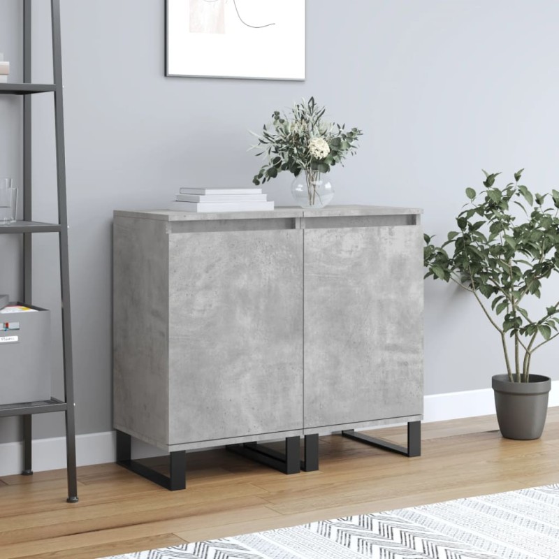 vidaXL Ντουλάπια 2 τεμ. Γκρι Σκυροδ. 40x35x70 εκ. Επεξεργασμένο Ξύλο
