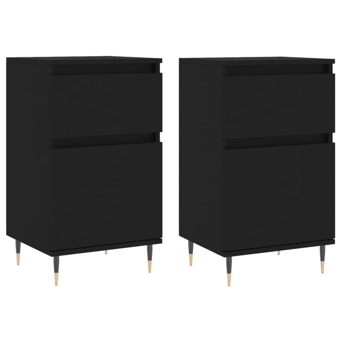 vidaXL Ντουλάπια 2 τεμ. Μαύρα 40 x 35 x 70 εκ. από Επεξεργασμένο Ξύλο