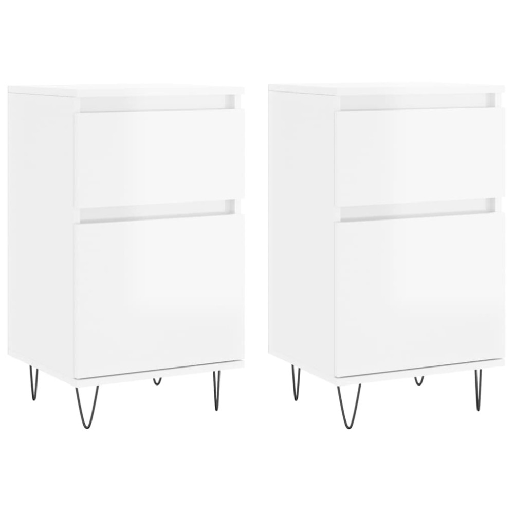vidaXL Ντουλάπια 2 τεμ. Γυαλιστ. Λευκό 40x35x70 εκ. από Επεξεργ. Ξύλο