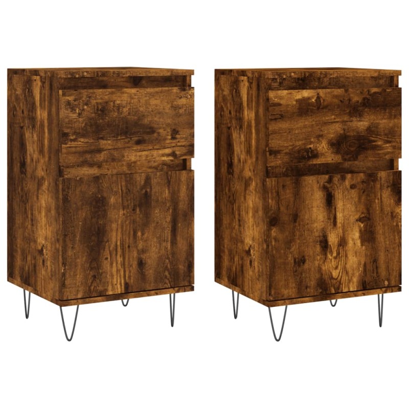 vidaXL Ντουλάπια 2 τεμ. Καπνιστή Δρυς 40x35x70 εκ. από Επεξεργ. Ξύλο