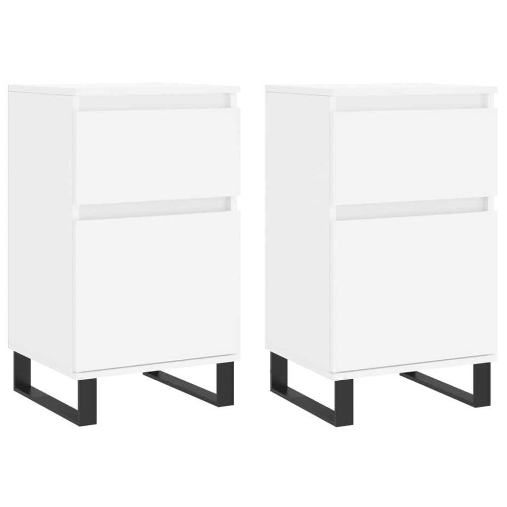vidaXL Ντουλάπια 2 τεμ. Λευκά 40 x 35 x 70 εκ. από Επεξεργασμένο Ξύλο
