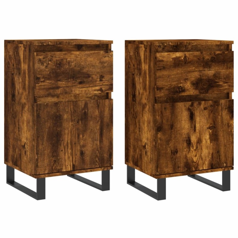 vidaXL Ντουλάπια 2 τεμ. Καπνιστή Δρυς 40x35x70 εκ. από Επεξεργ. Ξύλο