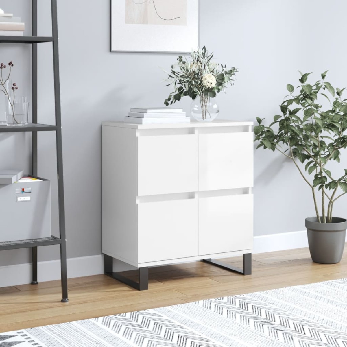 vidaXL Ντουλάπι Γυαλιστερό Λευκό 60x35x70 εκ. από Επεξεργασμένο Ξύλο