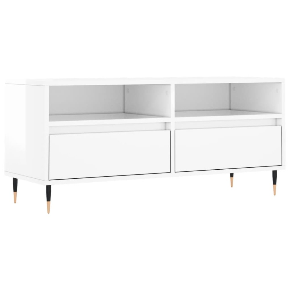 vidaXL Έπιπλο Τηλεόρασης Γυαλ. Λευκό 100x34,5x44,5 εκ. Επεξεργ. Ξύλο