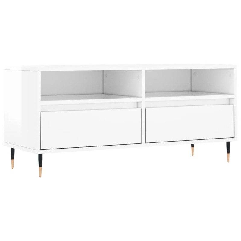 vidaXL Έπιπλο Τηλεόρασης Γυαλ. Λευκό 100x34,5x44,5 εκ. Επεξεργ. Ξύλο