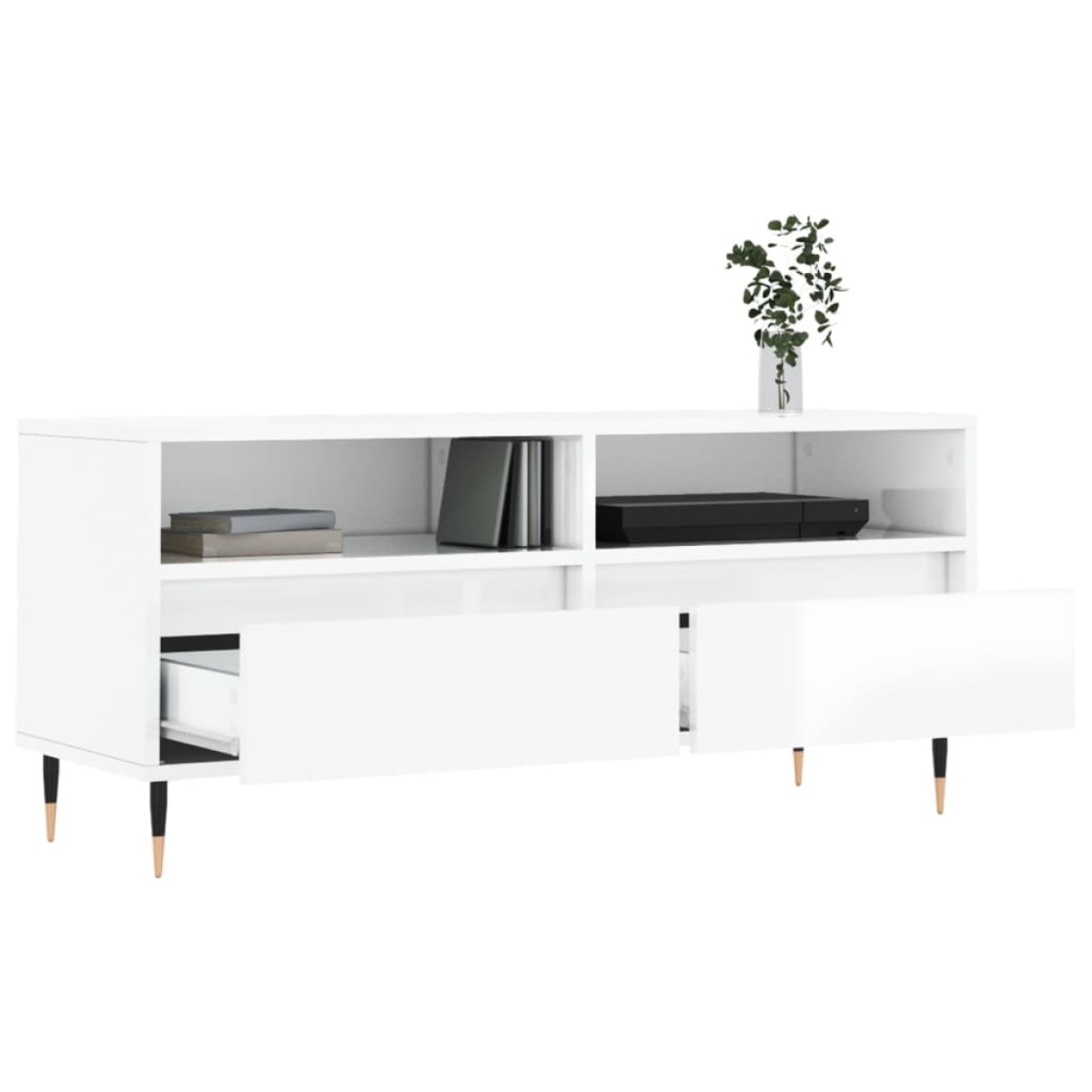 vidaXL Έπιπλο Τηλεόρασης Γυαλ. Λευκό 100x34,5x44,5 εκ. Επεξεργ. Ξύλο