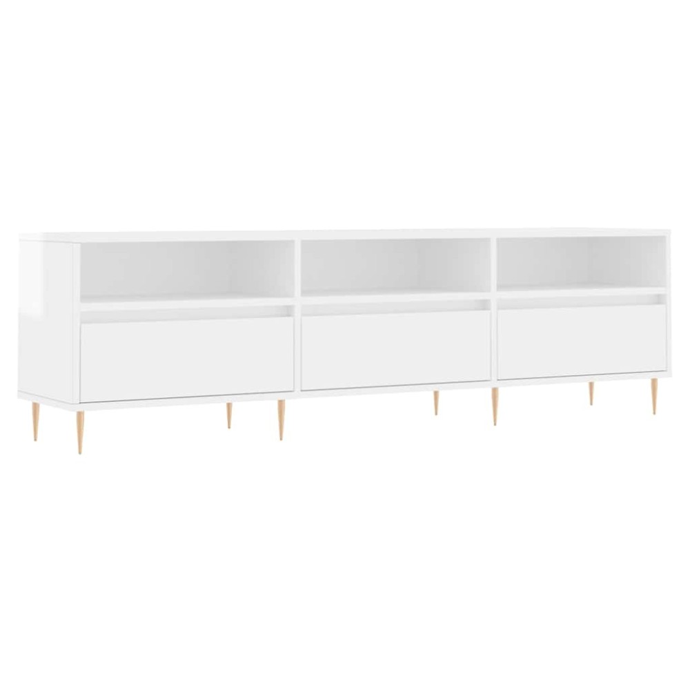 vidaXL Έπιπλο Τηλεόρασης Γυαλ. Λευκό 150x30x44,5 εκ Επεξεργασμένο Ξύλο