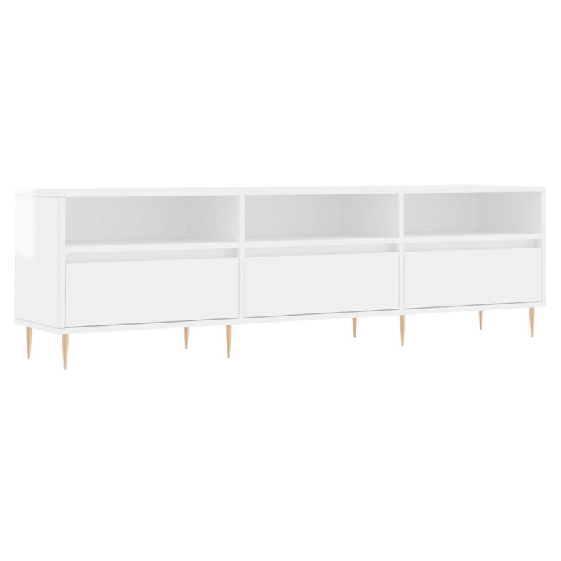 vidaXL Έπιπλο Τηλεόρασης Γυαλ. Λευκό 150x30x44,5 εκ Επεξεργασμένο Ξύλο