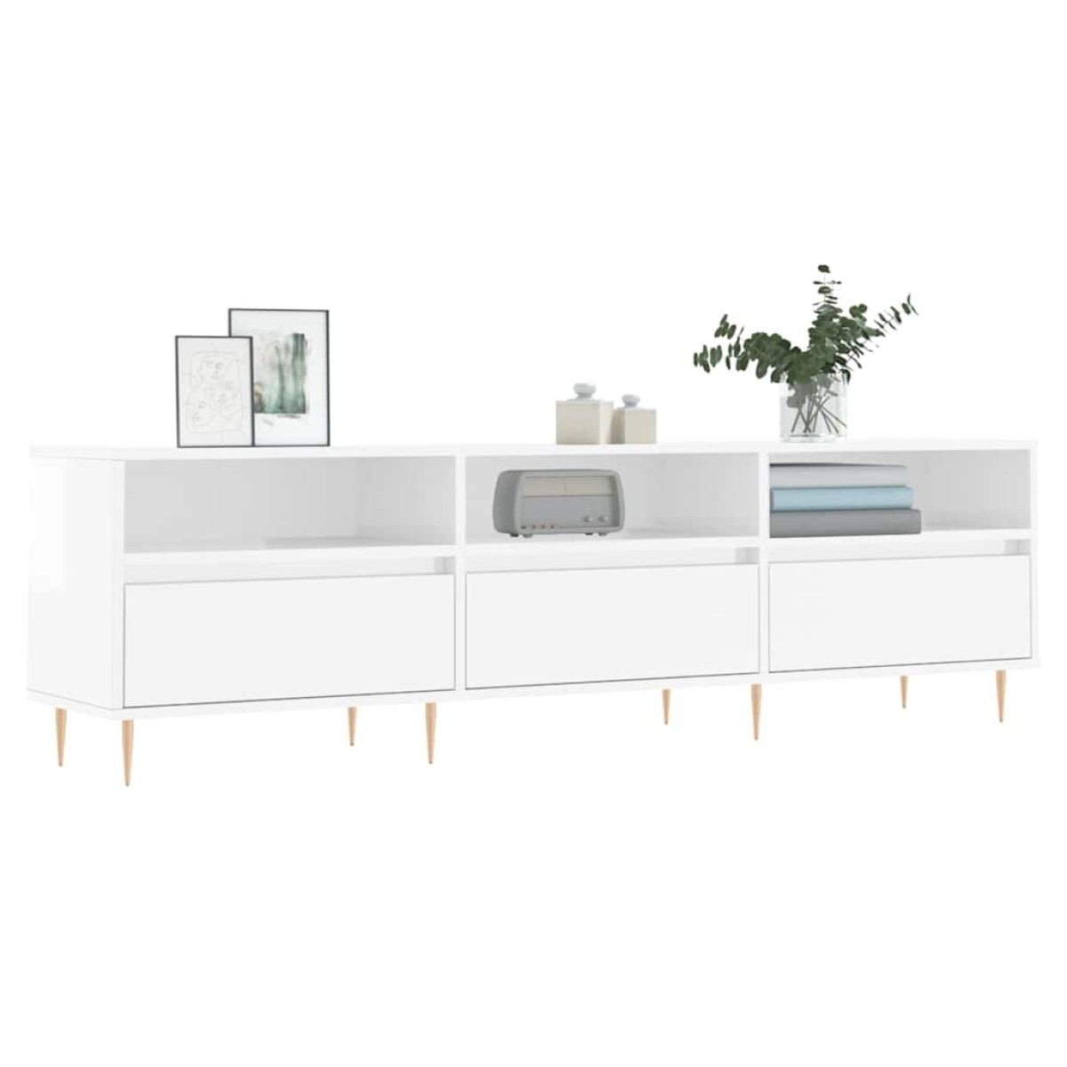 vidaXL Έπιπλο Τηλεόρασης Γυαλ. Λευκό 150x30x44,5 εκ Επεξεργασμένο Ξύλο