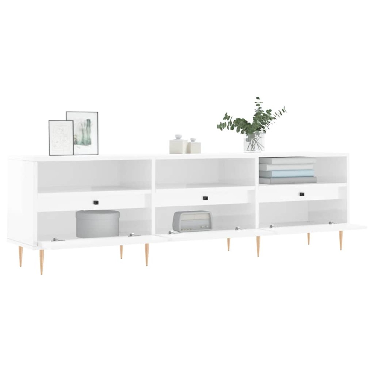 vidaXL Έπιπλο Τηλεόρασης Γυαλ. Λευκό 150x30x44,5 εκ Επεξεργασμένο Ξύλο