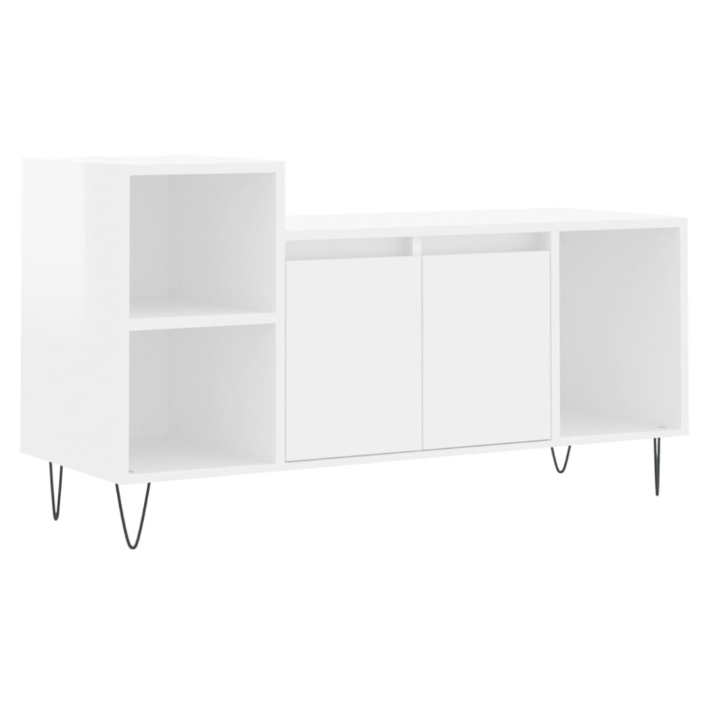 vidaXL Έπιπλο Τηλεόρασης Γυαλ. Λευκό 100x35x55 εκ. Επεξεργασμένο Ξύλο