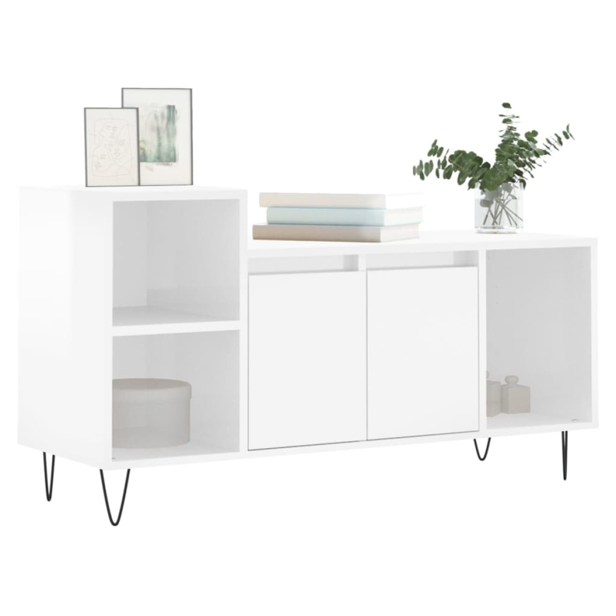 vidaXL Έπιπλο Τηλεόρασης Γυαλ. Λευκό 100x35x55 εκ. Επεξεργασμένο Ξύλο