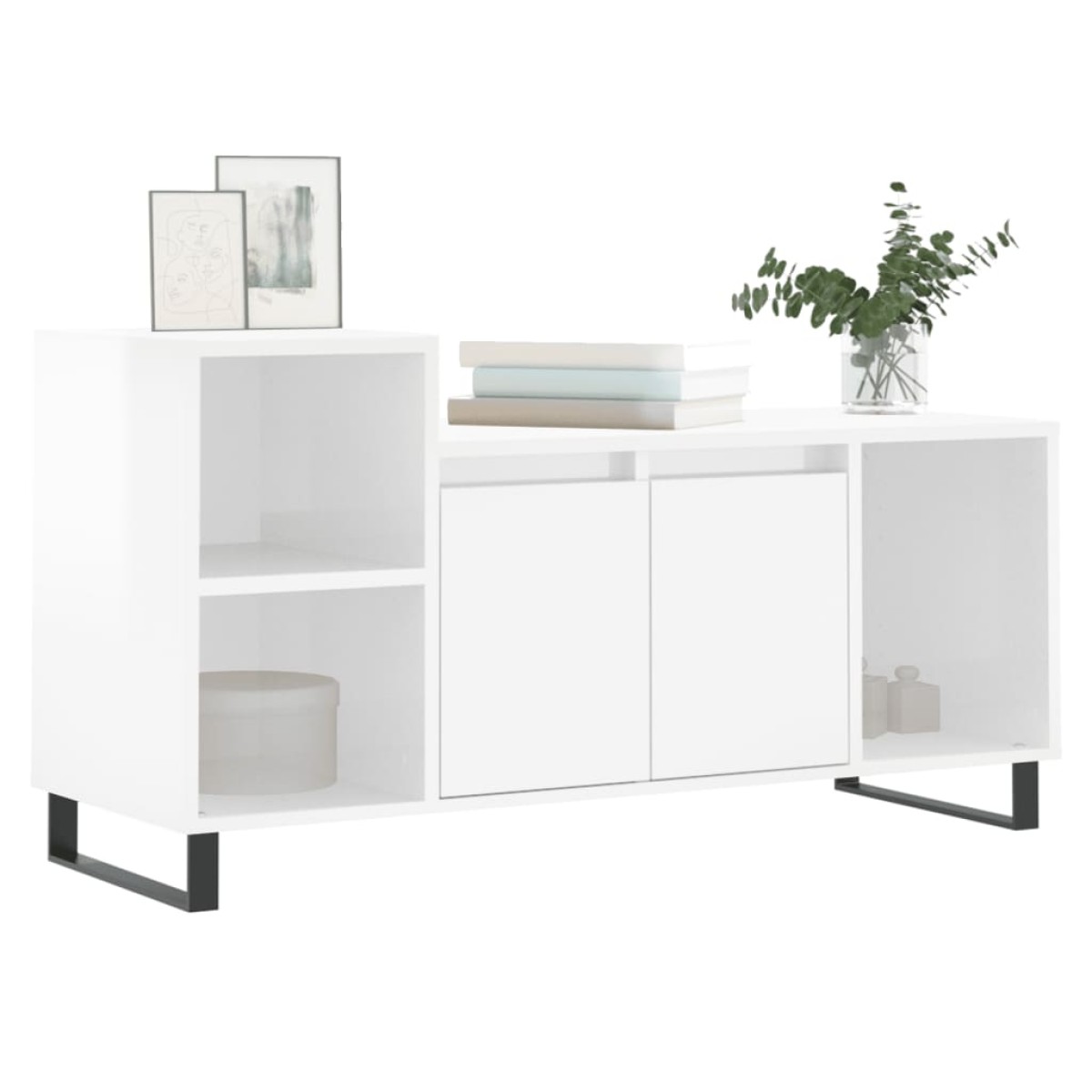 vidaXL Έπιπλο Τηλεόρασης Γυαλ. Λευκό 100x35x55 εκ. Επεξεργασμένο Ξύλο
