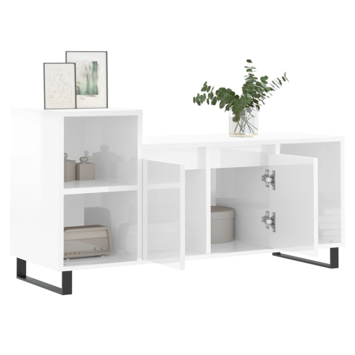 vidaXL Έπιπλο Τηλεόρασης Γυαλ. Λευκό 100x35x55 εκ. Επεξεργασμένο Ξύλο