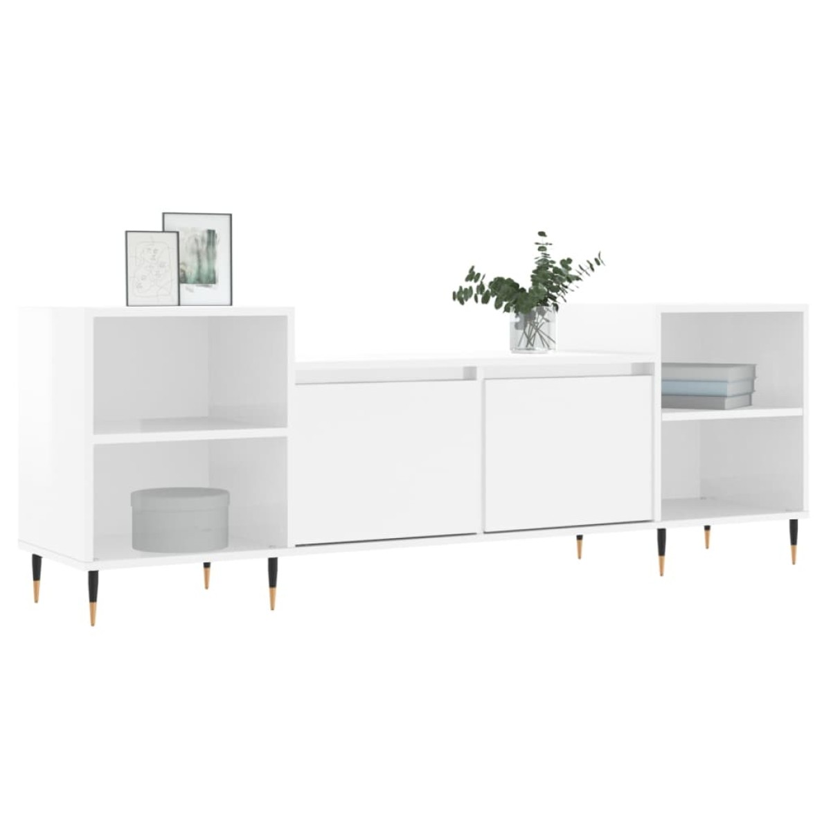 vidaXL Έπιπλο Τηλεόρασης Γυαλ. Λευκό 160x35x55 εκ. Επεξεργασμένο Ξύλο