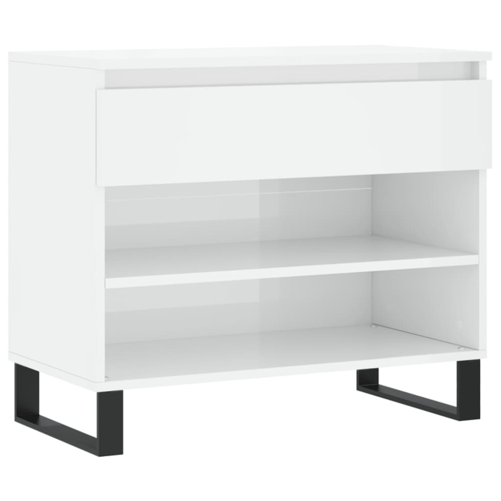 vidaXL Παπουτσοθήκη Γυαλιστερή Λευκή 70x36x60 εκ. Επεξεργασμένο Ξύλο