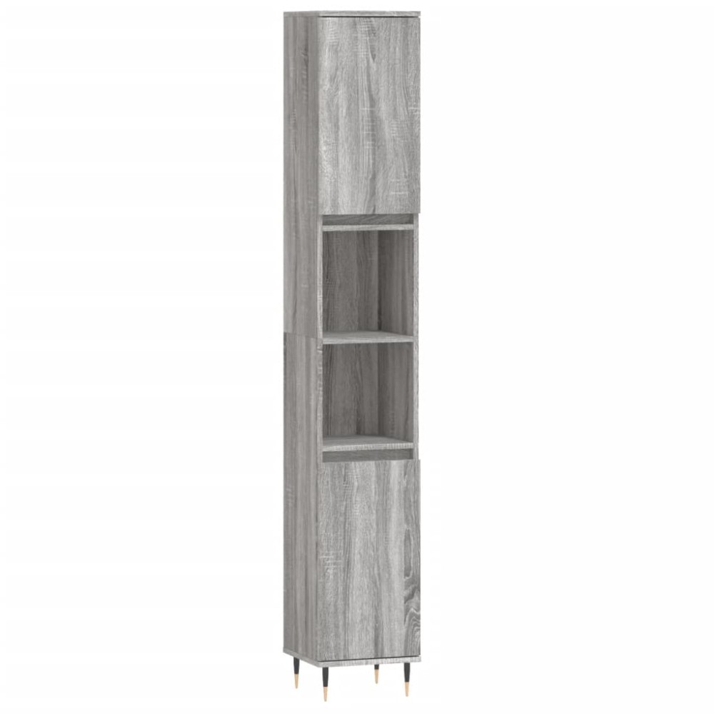vidaXL Ντουλάπι Μπάνιου Γκρι Sonoma 30x30x190 εκ. Επεξεργασμένο Ξύλο