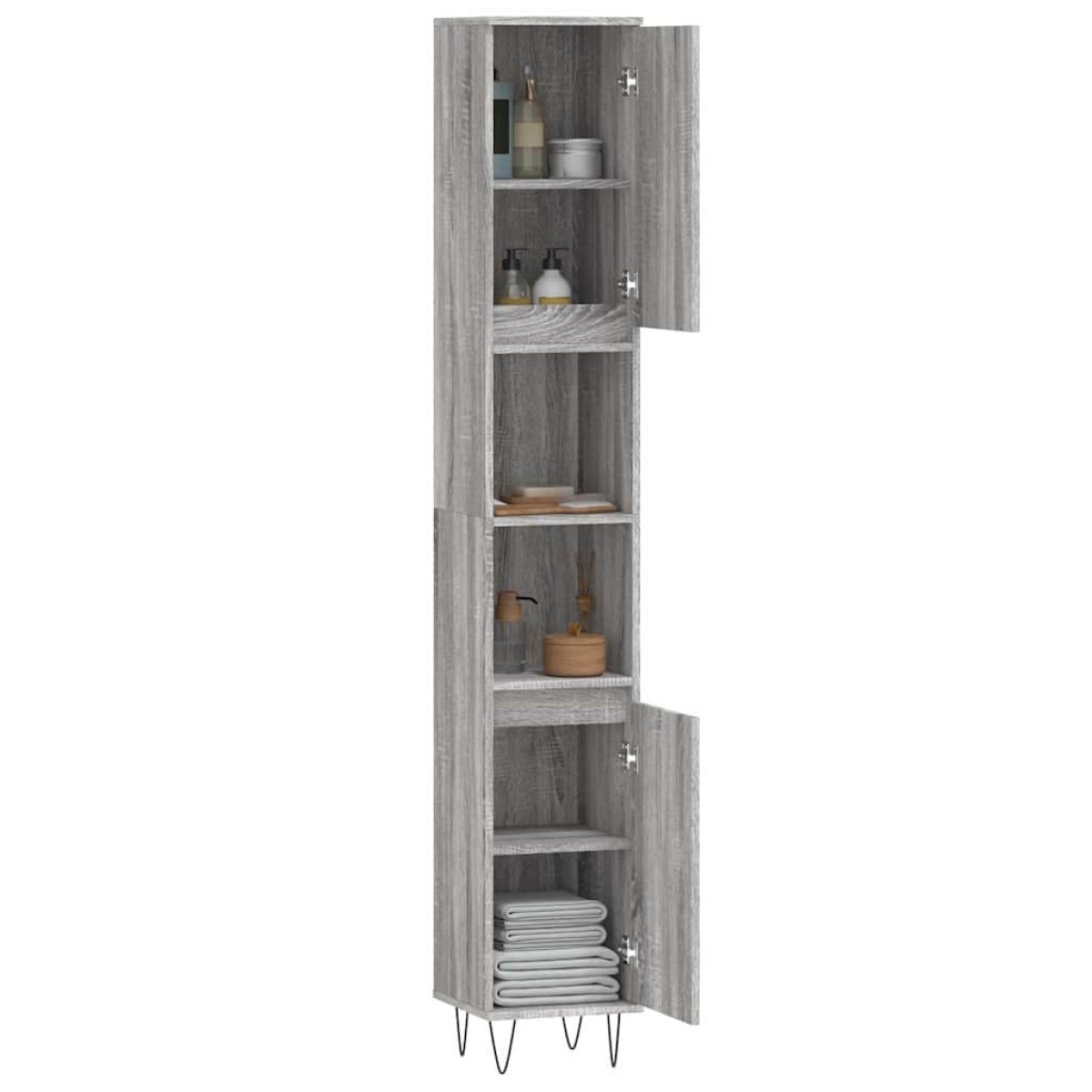 vidaXL Ντουλάπι Μπάνιου Γκρι Sonoma 30x30x190 εκ. Επεξεργασμένο Ξύλο