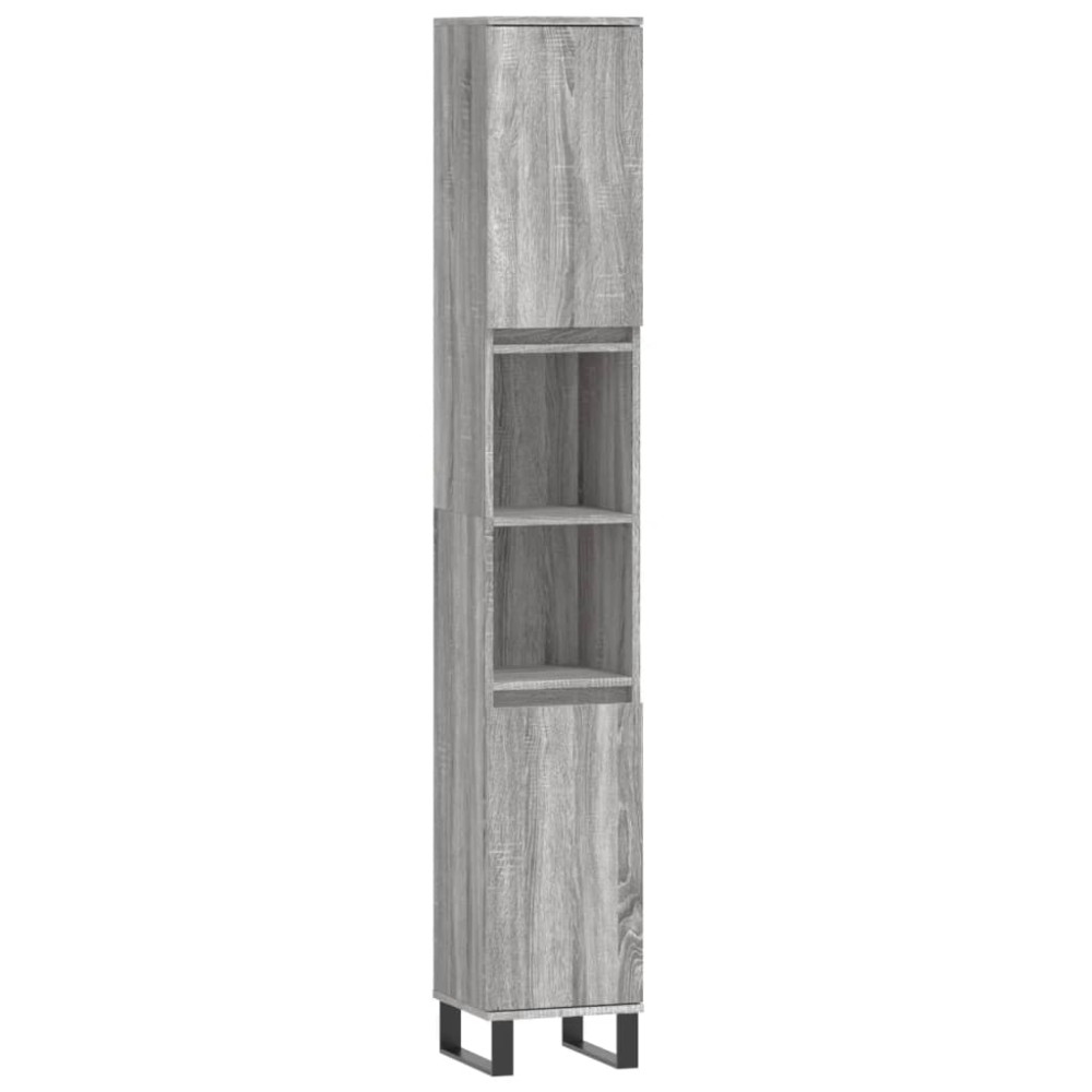 vidaXL Ντουλάπι Μπάνιου Γκρι Sonoma 30x30x190 εκ. Επεξεργασμένο Ξύλο