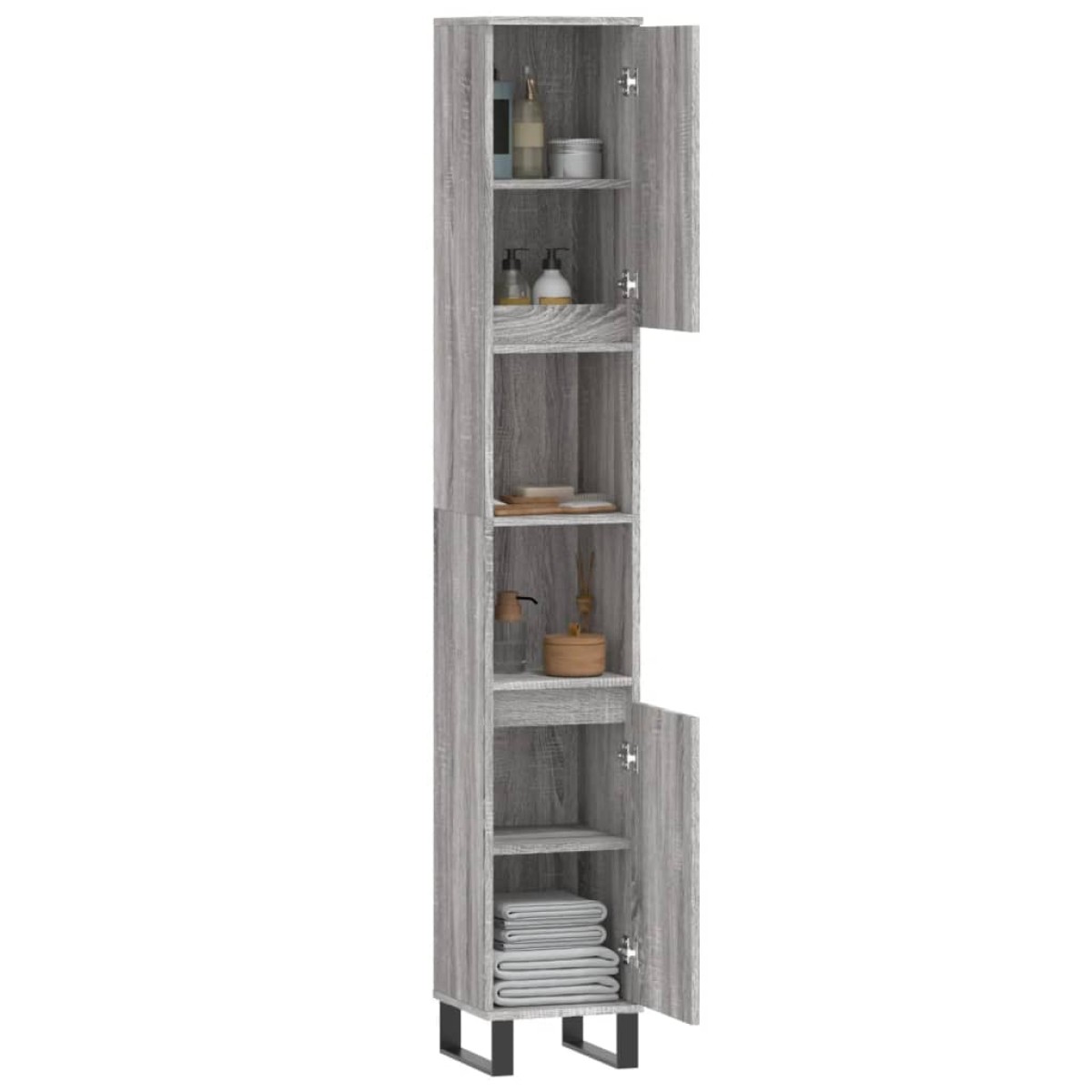 vidaXL Ντουλάπι Μπάνιου Γκρι Sonoma 30x30x190 εκ. Επεξεργασμένο Ξύλο