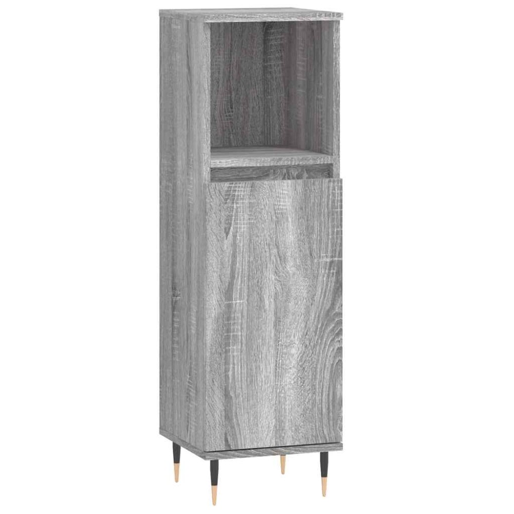 vidaXL Ντουλάπι Μπάνιου Γκρι Sonoma 30x30x100 εκ. Επεξεργασμένο Ξύλο