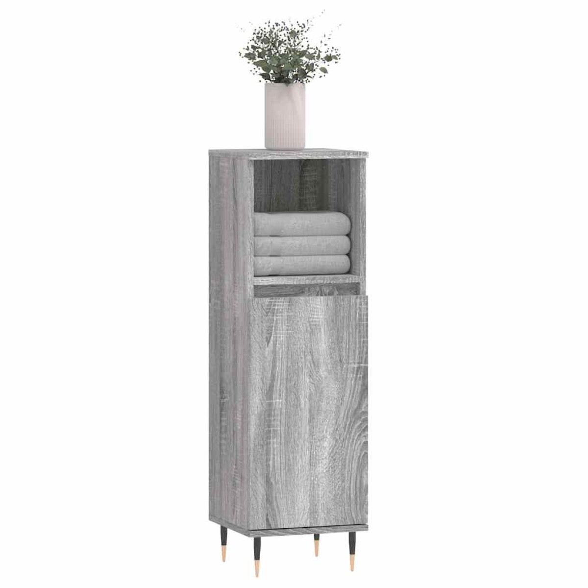 vidaXL Ντουλάπι Μπάνιου Γκρι Sonoma 30x30x100 εκ. Επεξεργασμένο Ξύλο