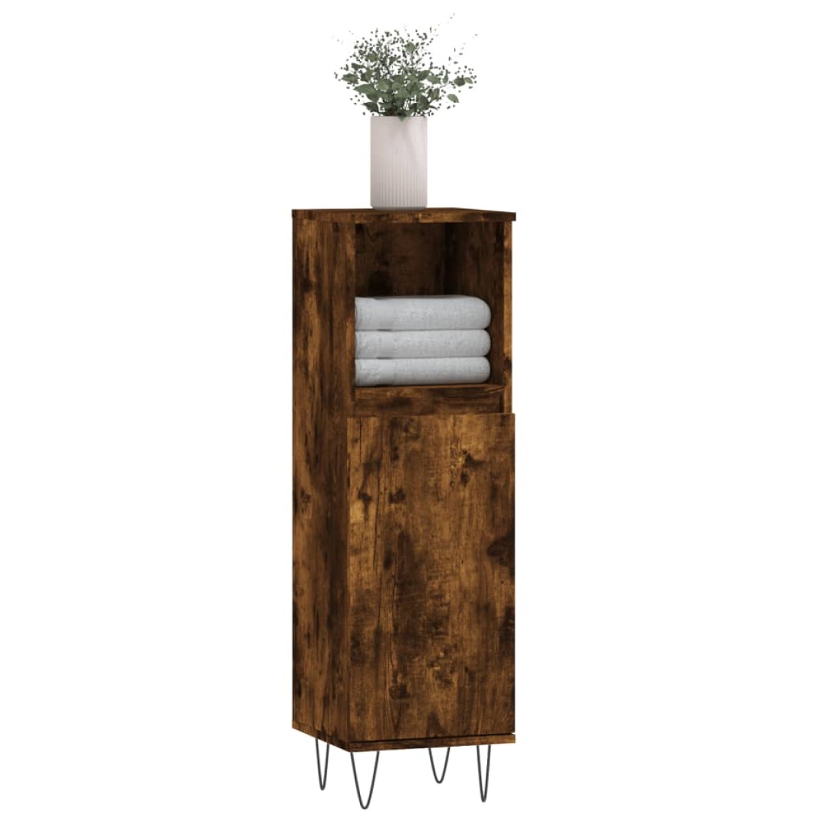 vidaXL Ντουλάπι Μπάνιου Καπνιστή Δρυς 30x30x100 εκ. Επεξεργασμένο Ξύλο