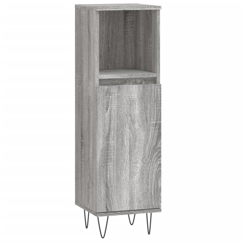 vidaXL Ντουλάπι Μπάνιου Γκρι Sonoma 30x30x100 εκ. Επεξεργασμένο Ξύλο
