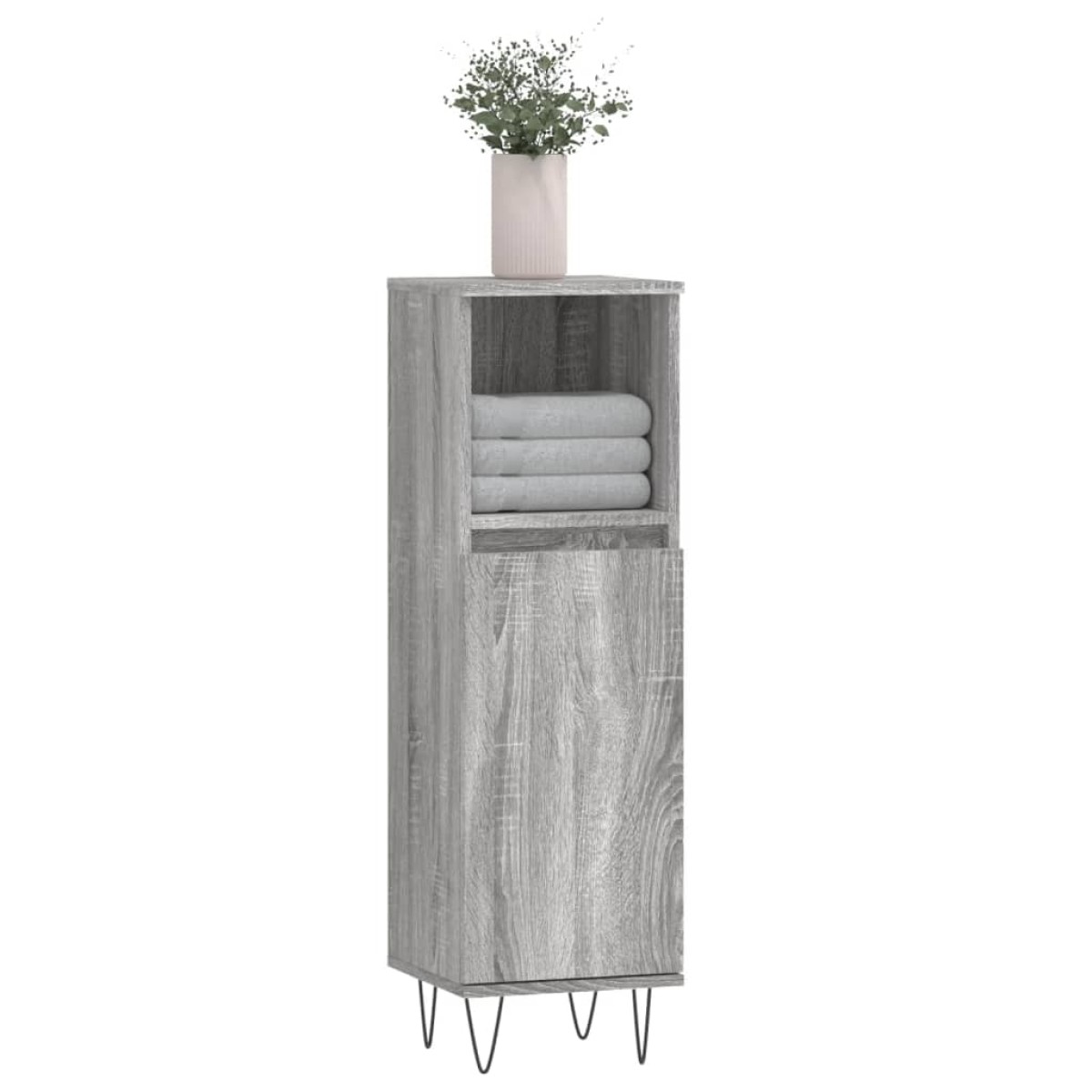 vidaXL Ντουλάπι Μπάνιου Γκρι Sonoma 30x30x100 εκ. Επεξεργασμένο Ξύλο