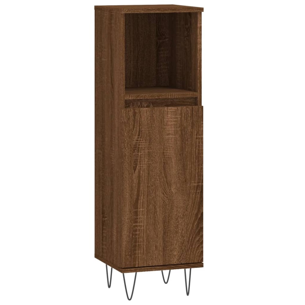 vidaXL Ντουλάπι Μπάνιου Καφέ Δρυς 30x30x100 εκ. Επεξεργασμένο Ξύλο