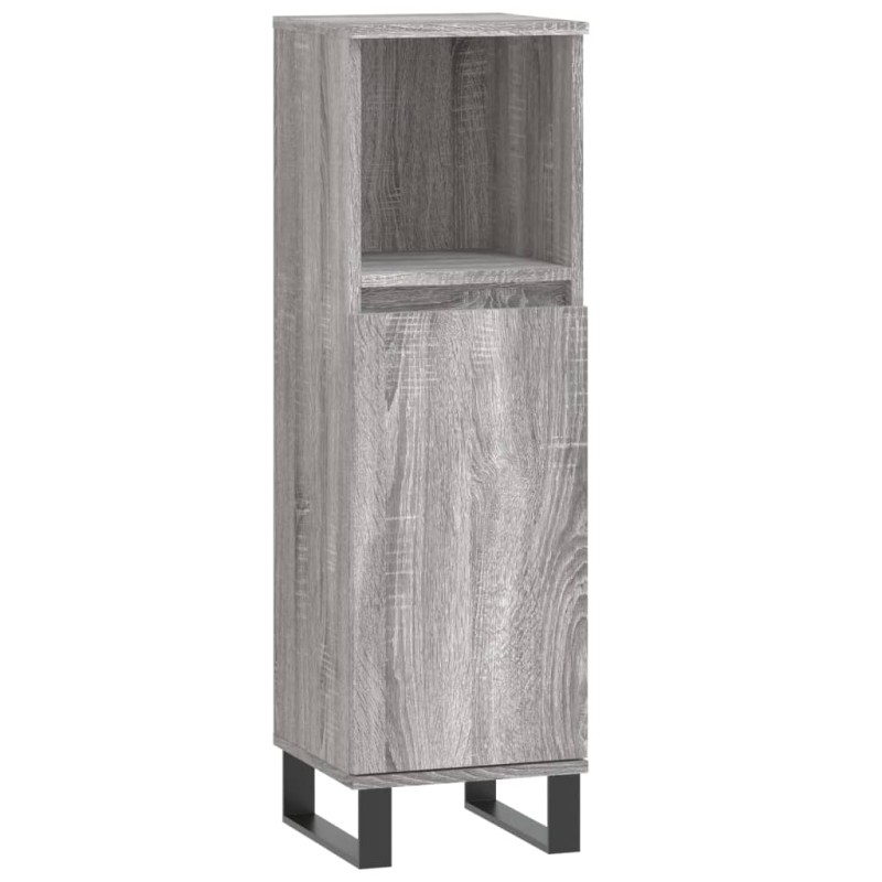 vidaXL Ντουλάπι Μπάνιου Γκρι Sonoma 30x30x100 εκ. Επεξεργασμένο Ξύλο