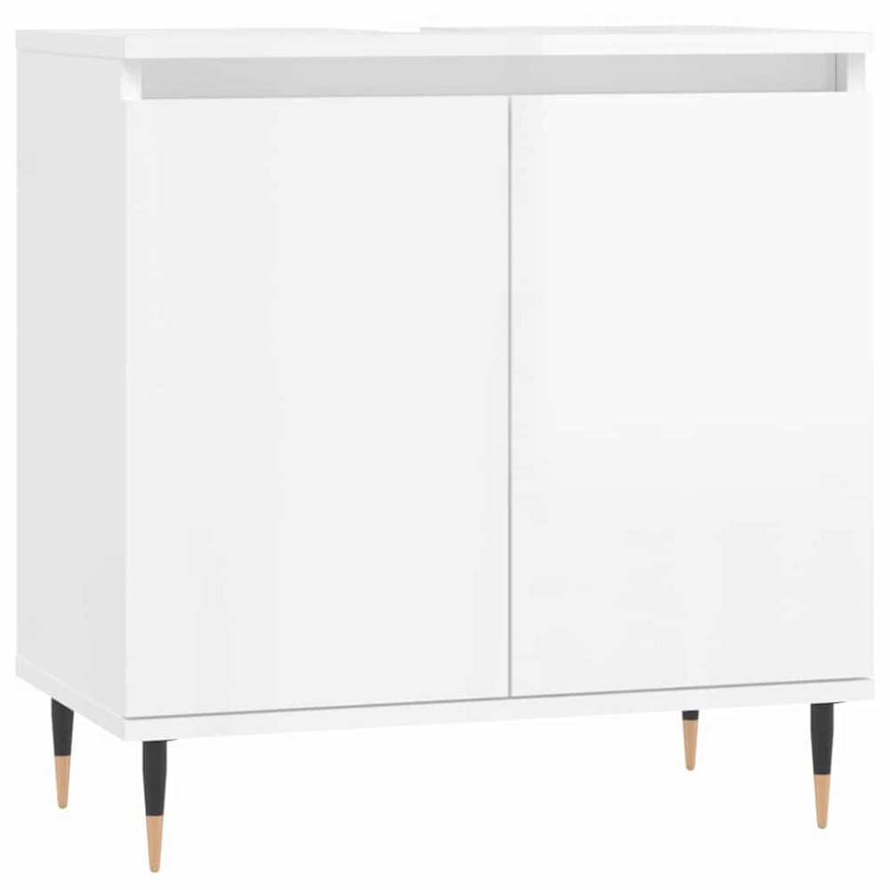 vidaXL Ντουλάπι Μπάνιου Γυαλ. Λευκό 58 x 33 x 60 εκ. από Επεξεργ. Ξύλο