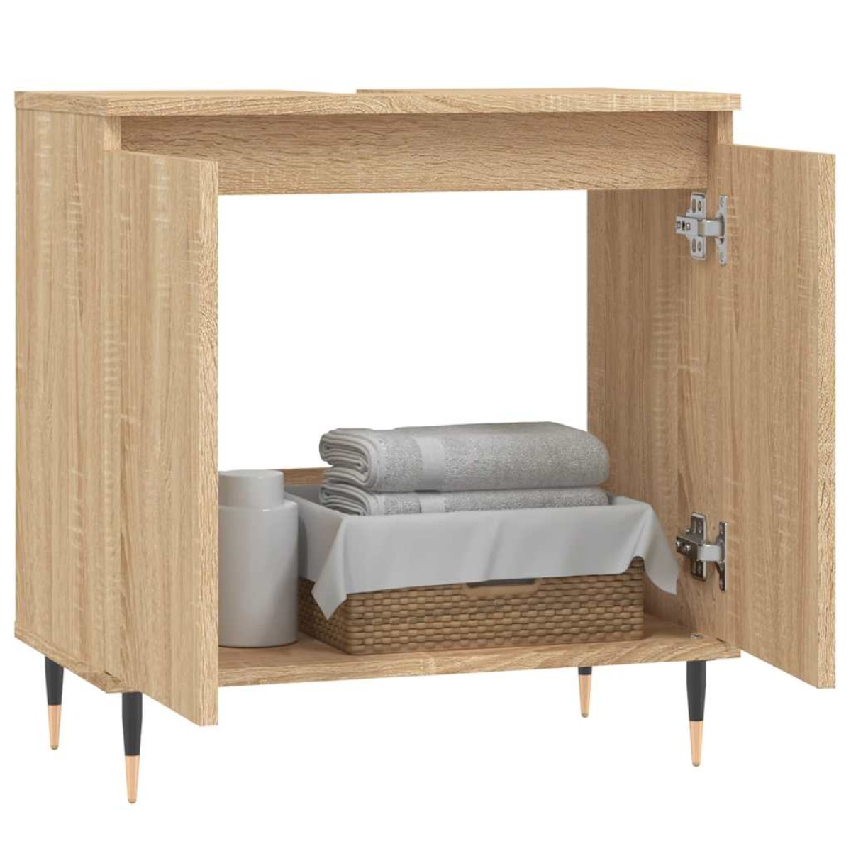 vidaXL Ντουλάπι Μπάνιου Sonoma Δρυς 58 x 33 x 60 εκ. από Επεξεργ. Ξύλο