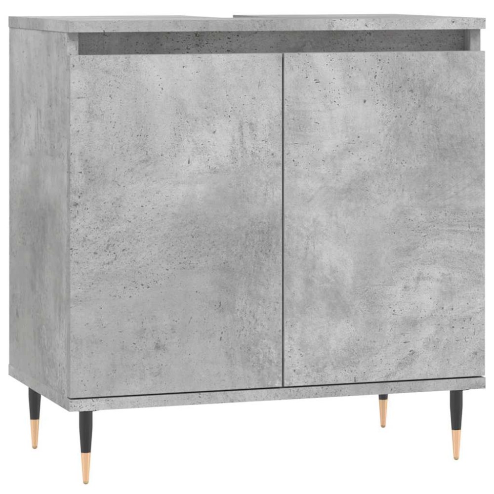 vidaXL Ντουλάπι Μπάνιου Γκρι Σκυροδεμ. 58 x 33 x 60 εκ. Επεξεργ. Ξύλο