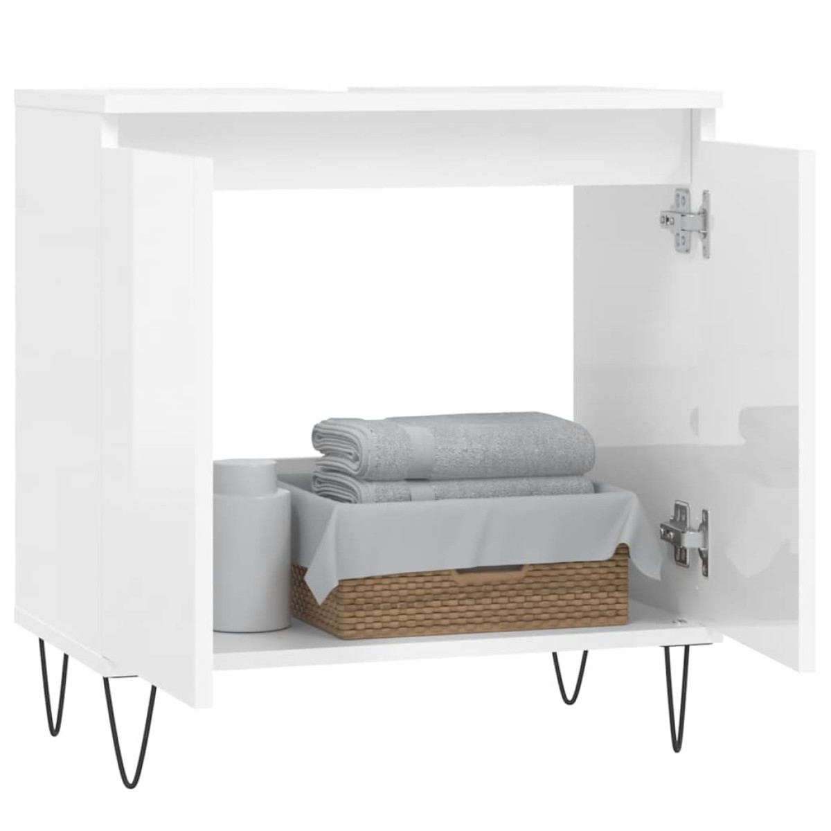 vidaXL Ντουλάπι Μπάνιου Γυαλ. Λευκό 58 x 33 x 60 εκ. από Επεξεργ. Ξύλο