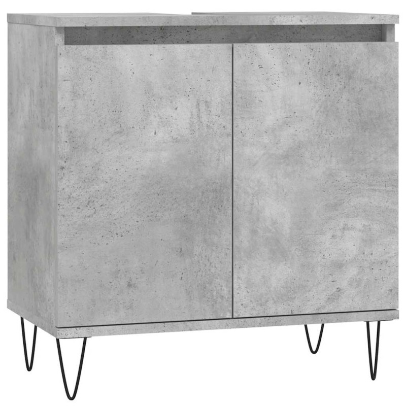 vidaXL Ντουλάπι Μπάνιου Γκρι Σκυροδεμ. 58 x 33 x 60 εκ. Επεξεργ. Ξύλο