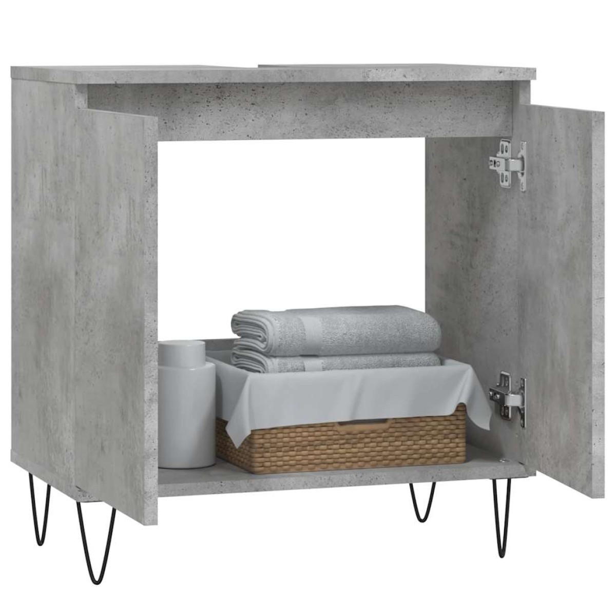 vidaXL Ντουλάπι Μπάνιου Γκρι Σκυροδεμ. 58 x 33 x 60 εκ. Επεξεργ. Ξύλο