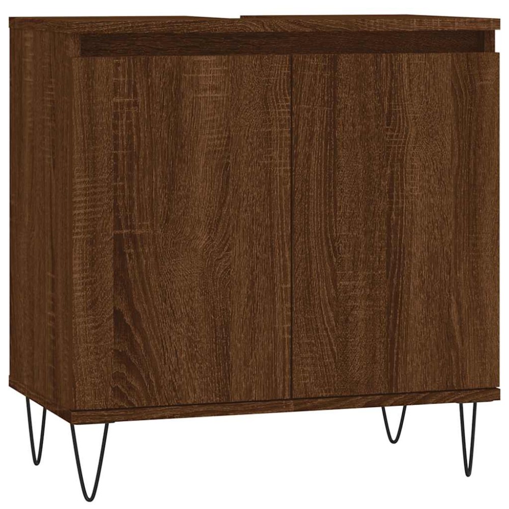 vidaXL Ντουλάπι Μπάνιου Καφέ Δρυς 58 x 33 x 60 εκ. από Επεξεργ. Ξύλο