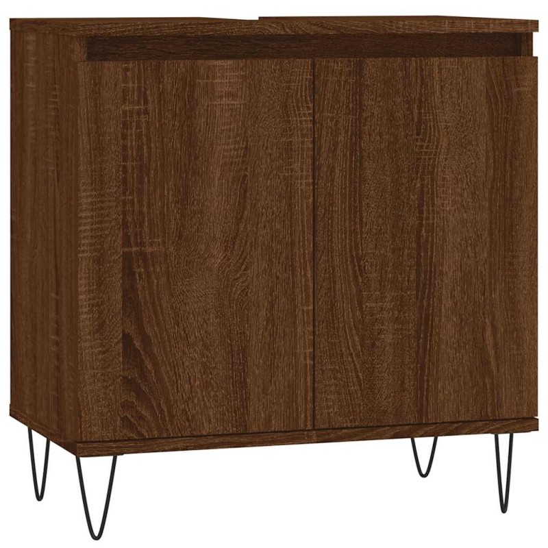 vidaXL Ντουλάπι Μπάνιου Καφέ Δρυς 58 x 33 x 60 εκ. από Επεξεργ. Ξύλο