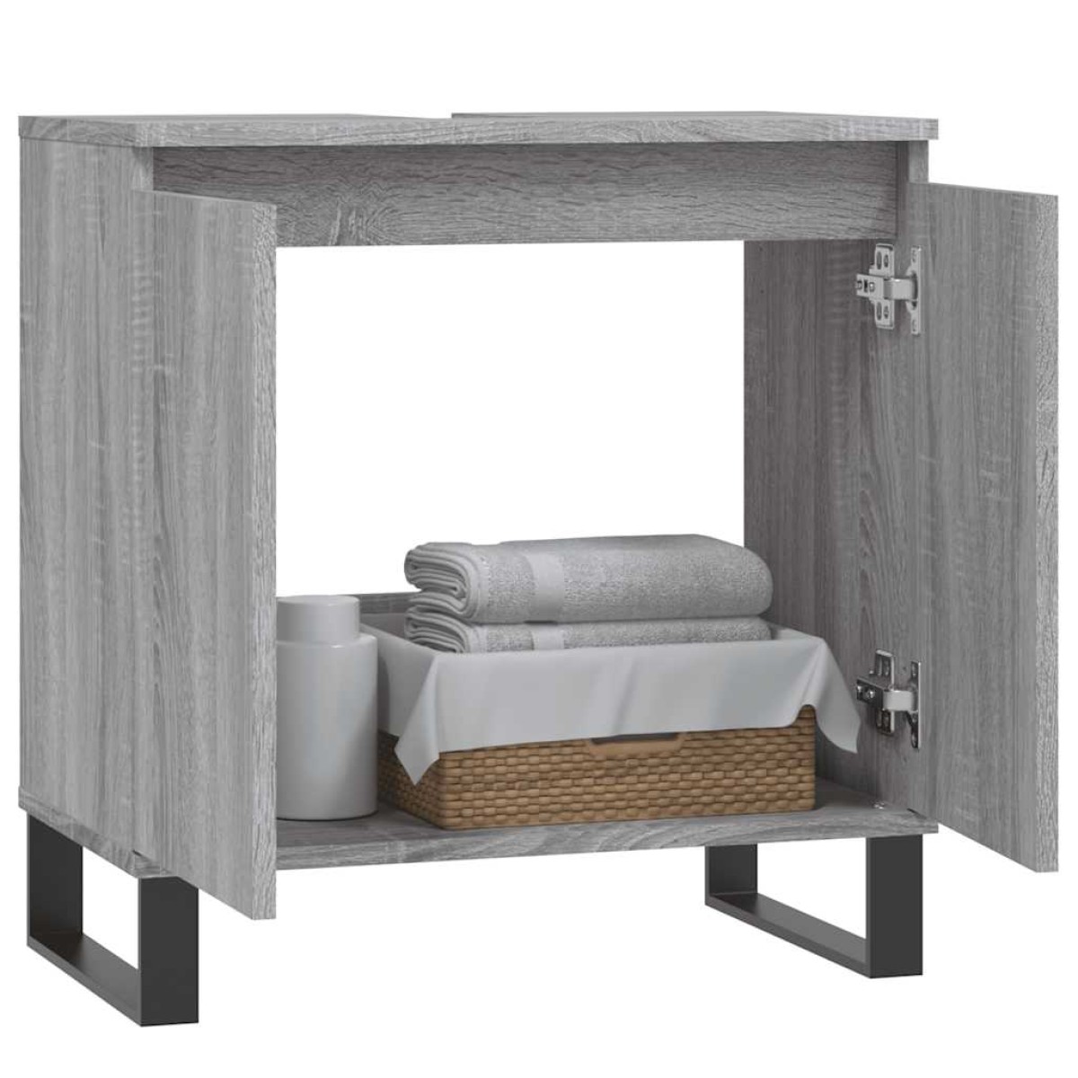 vidaXL Ντουλάπι Μπάνιου Γκρι Sonoma 58 x 33 x 60 εκ. από Επεξεργ. Ξύλο