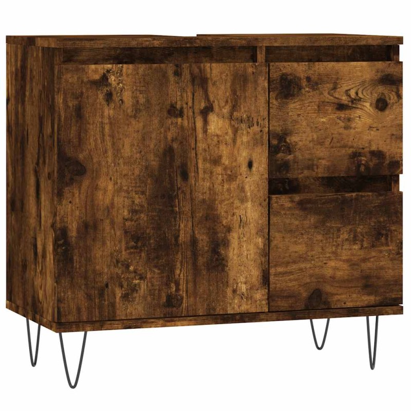 vidaXL Ντουλάπι Μπάνιου Καπνιστή Δρυς 65x33x60 εκ. Επεξεργασμένο Ξύλο