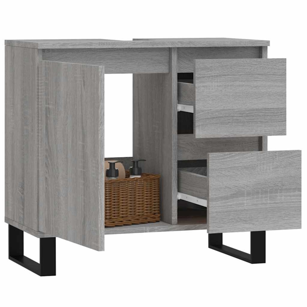 vidaXL Ντουλάπι Μπάνιου Γκρι Sonoma 65x33x60 εκ. Επεξεργασμένο Ξύλο