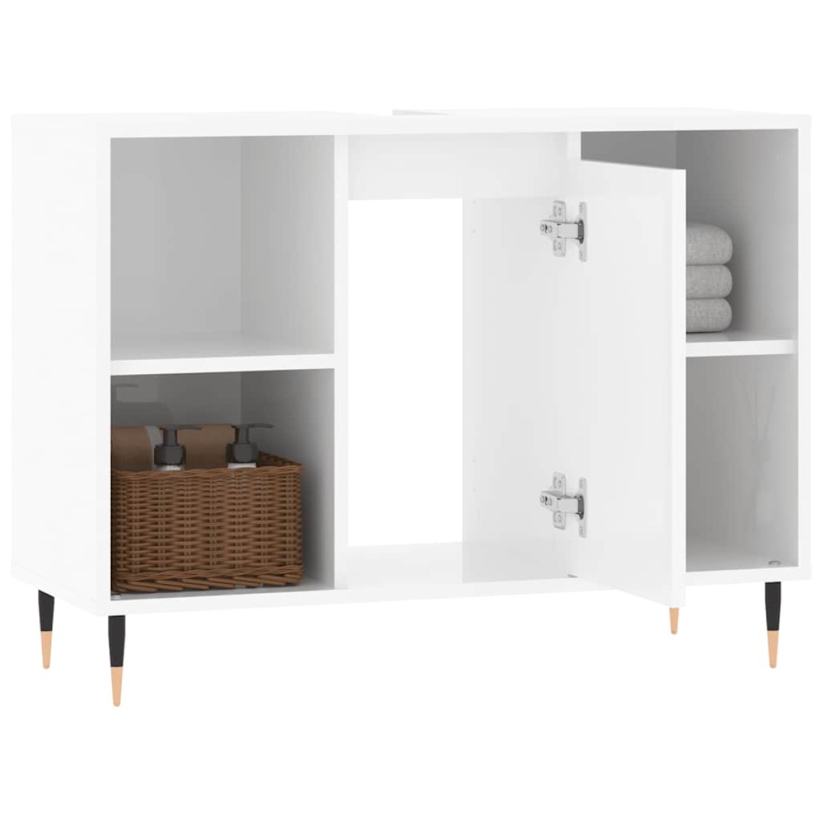 vidaXL Ντουλάπι Μπάνιου Γυαλ. Λευκό 80 x 33 x 60 εκ. από Επεξεργ. Ξύλο